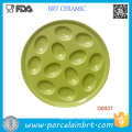 Commonly Used Green Porcelain Egg Plate Holds 12 Eggs